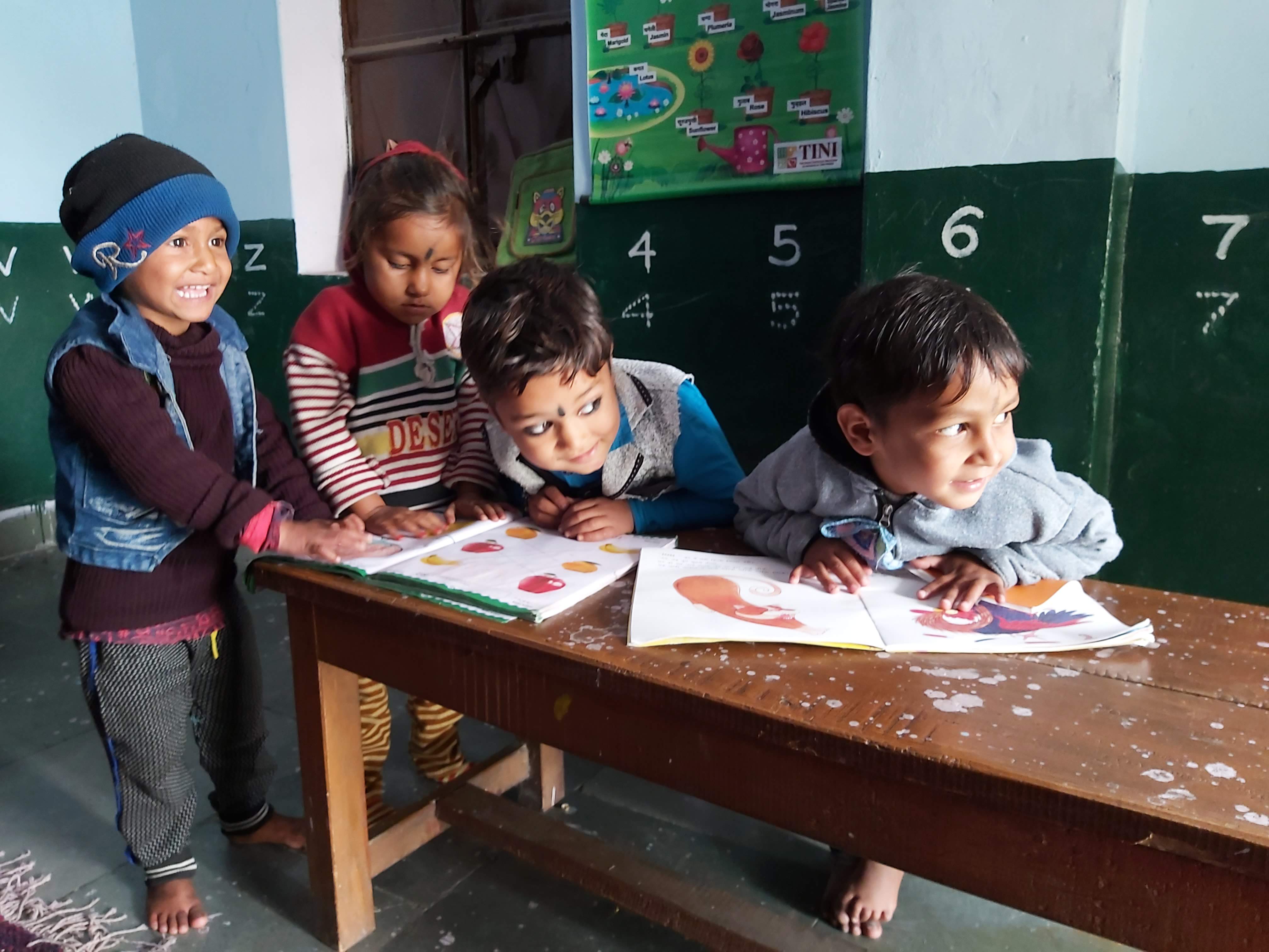 School children in fieldwork setting